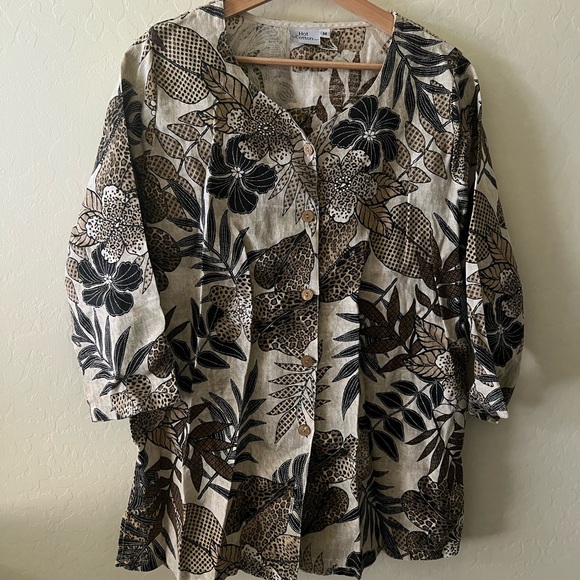 Hot Cotton Leopard Print linen Top - Picture 5 of 5